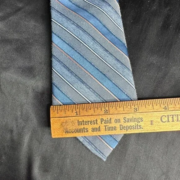 Vintage Van Gogh Blue Striped Necktie 80s 90s Pin Striped - Picture 10 of 16